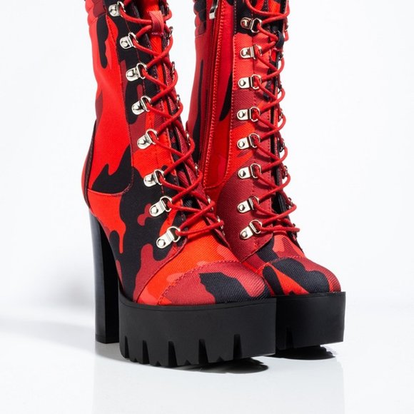 AZALEA WANG " CAMO BADDIE " Chunky Heel Boot (BRAND NEW !!!!!!!!!!!!! - Picture 5 of 6